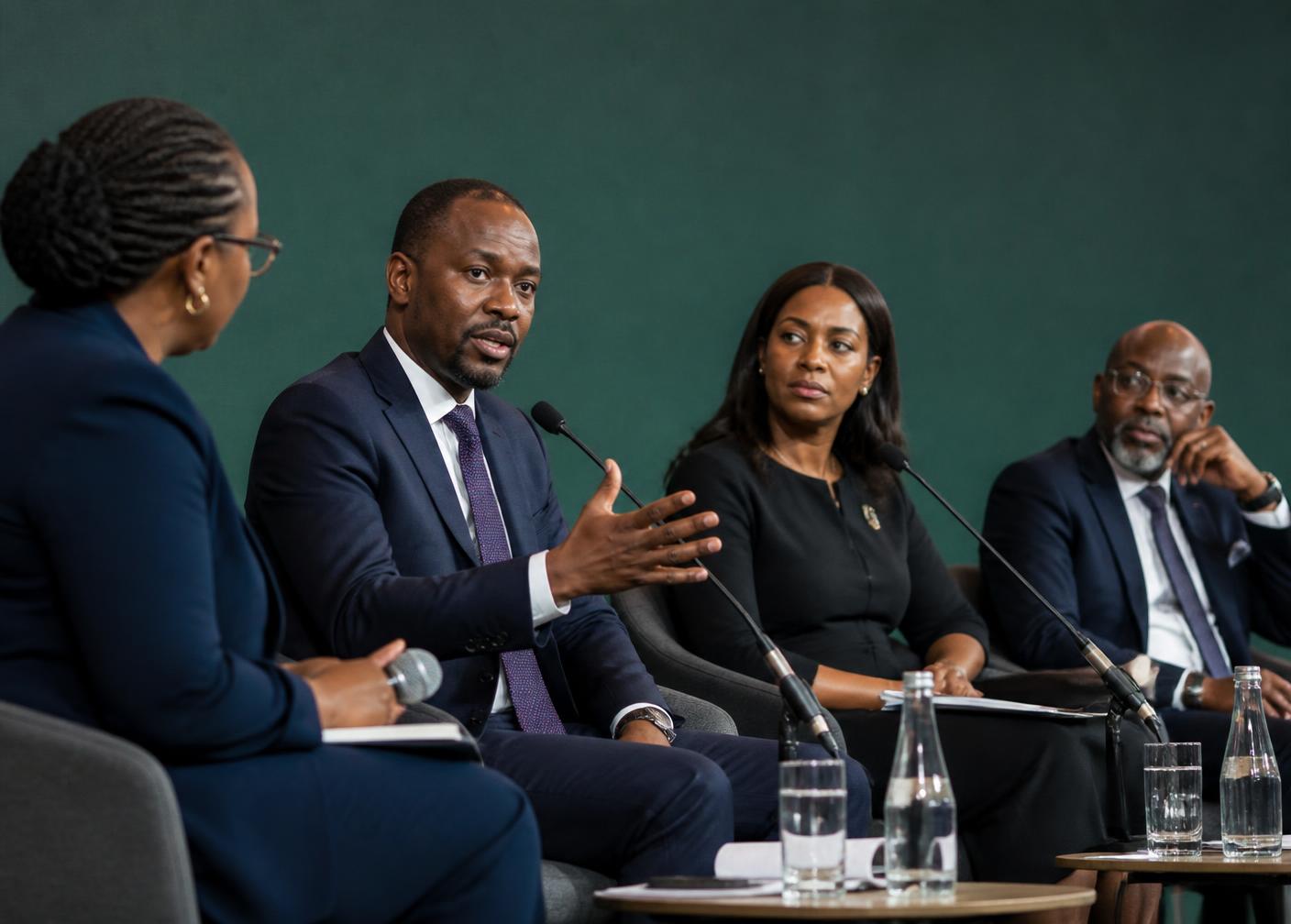 Oradores durante um painel da Conferência